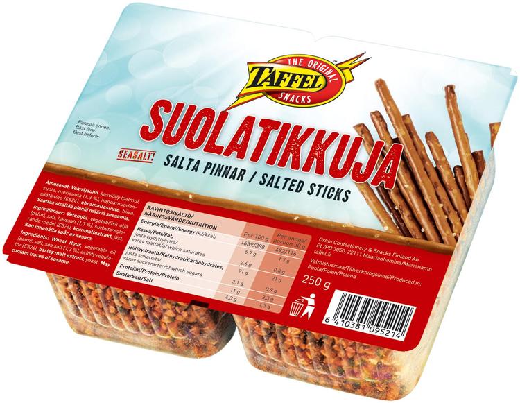 Taffel suolatikut leivottu snacks 250g