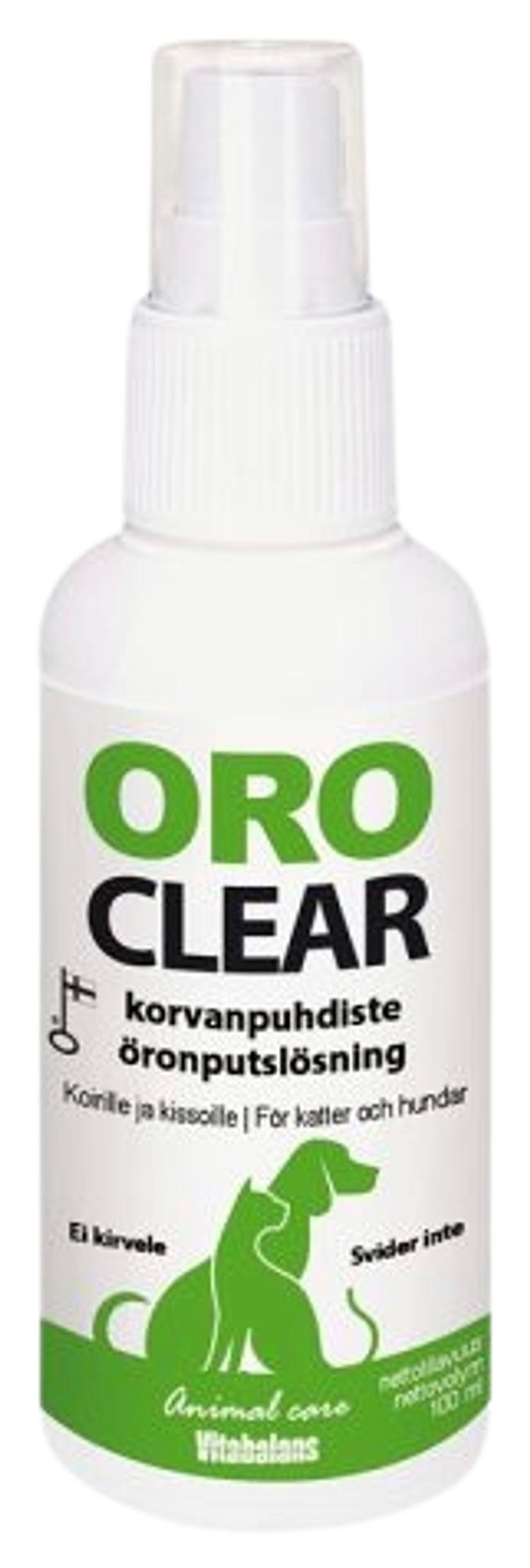 Oroclear hellävarainen korvanpuhdiste kissoille ja koirille 100 ml