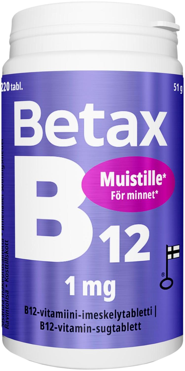 Betax B12-vitamiini-imeskelytabletti 1 mg, 220 tabl. Vitabalans