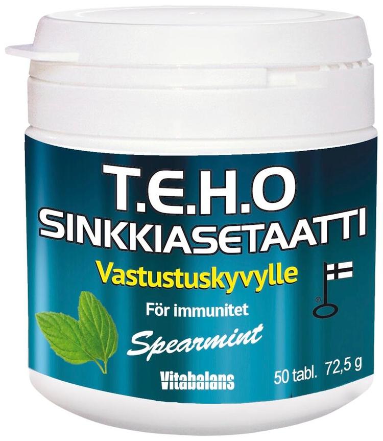 Teho Sinkkiasetaatti 50 tabl. imeskelytabletti spearmint