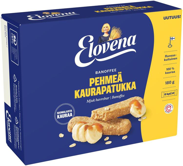 Elovena 6x30g banoffee pehmeä kaurapatukka