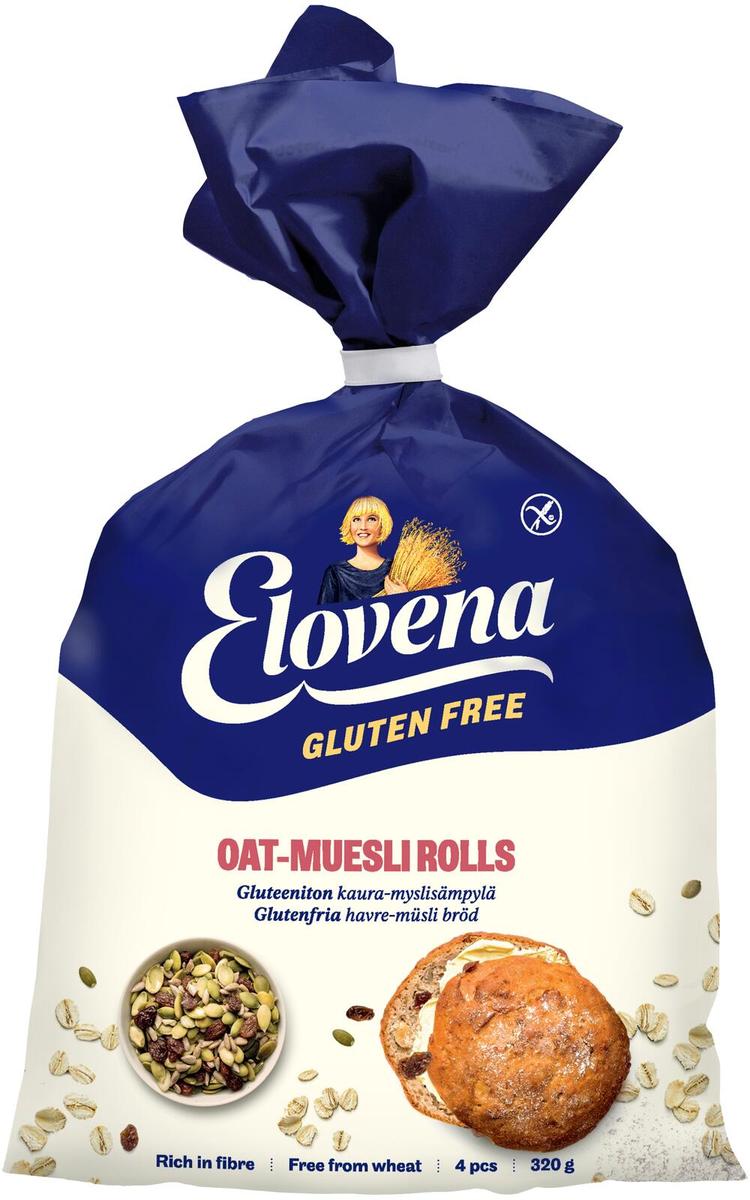 Elovena 320g gluteenittomat kaura-myslisämpylät, pakaste