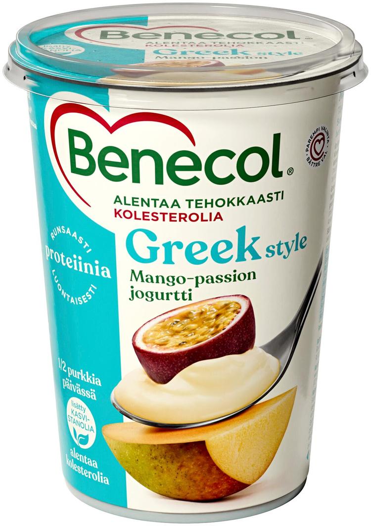 Benecol 450g mango-passionhedelmä kreikkalaistyylinen jogurtti