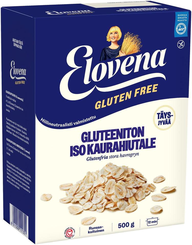 Elovena 500g gluteeniton iso täysjyväkaurahiutale