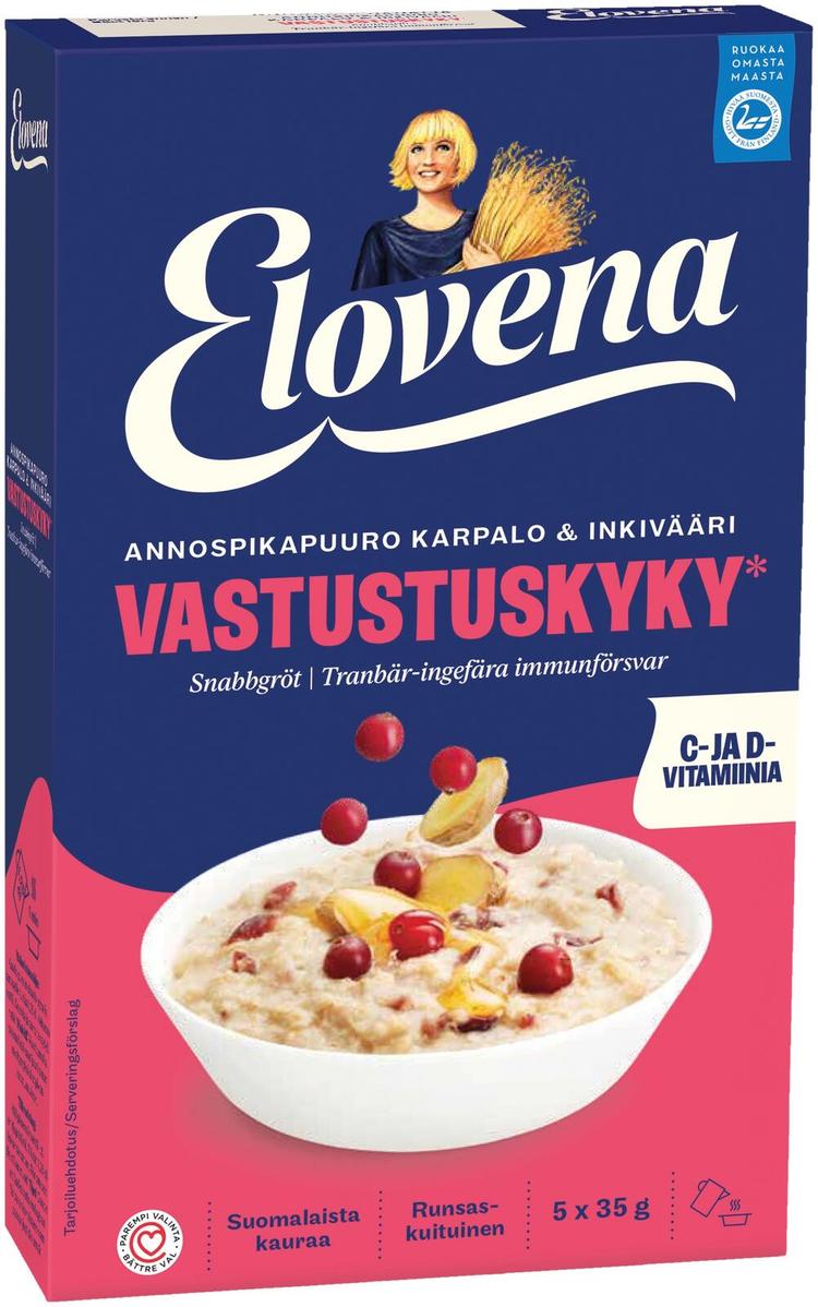 Elovena 175g vastustuskyky karpalo-inkivääri annospikapuuro