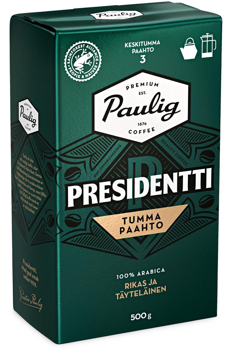 Paulig Presidentti Tumma Paahto kahvi pannujauhatus 500g