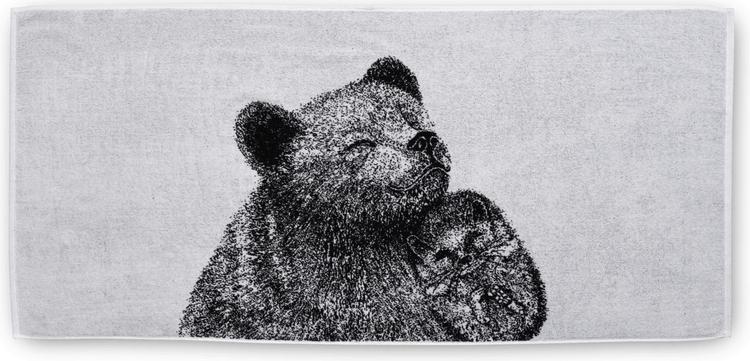 Finlayson kylpypyyhe karhu ja siili 70x150 cm mustavalkoinen