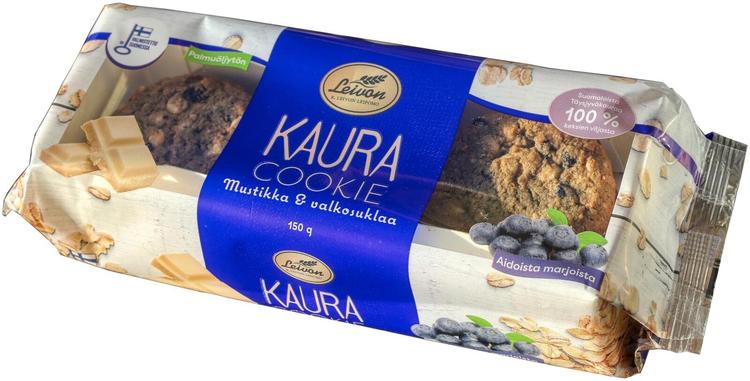 Leivon Kauracookie mustikka & valkosuklaa 150g