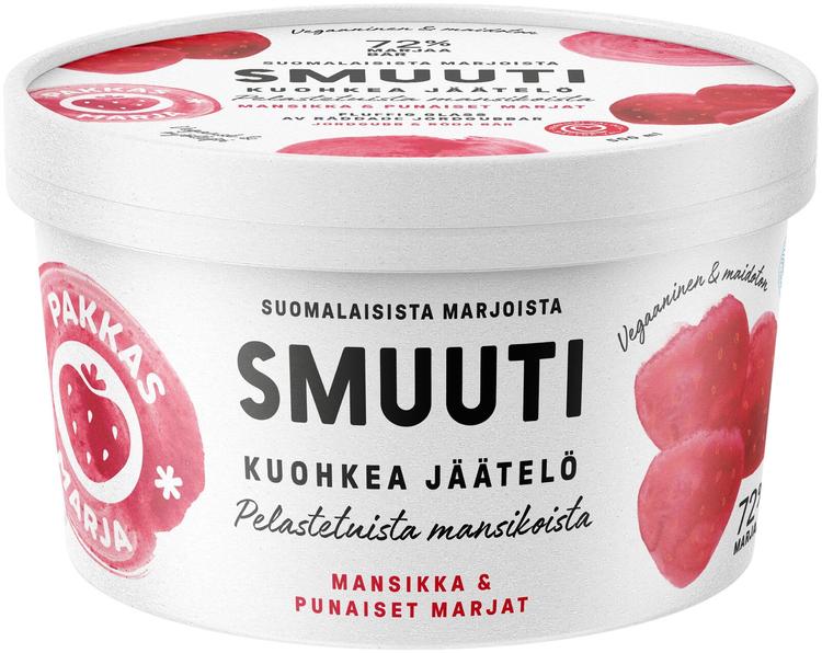 Pakkasmarja Smuuti jäätelö pelastetuista mansikoista Mansikka & punaiset marjat 500ml