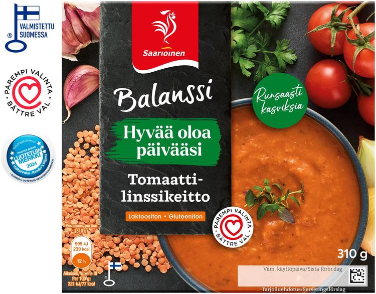 Saarioinen Balanssi Tomaatti-linssikeitto 310g