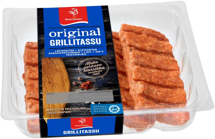 Saarioinen Grillitassu kypsentämätön jauhelihapihvi sulatettu 4kpl 300g