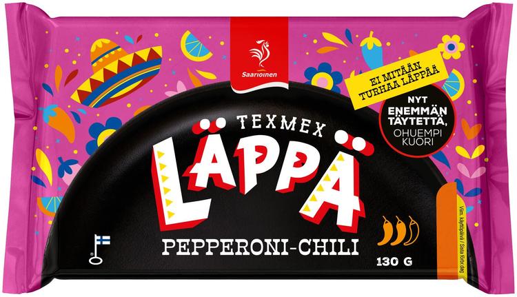 Saarioinen Texmex Läppä pepperoni-chili, pepperonitäytteinen välipalapizza 130g