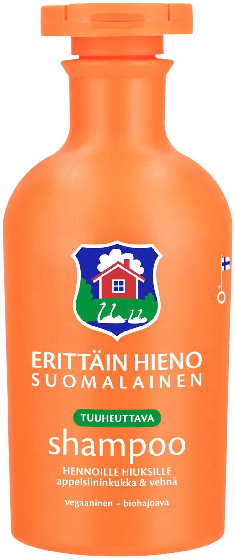 Erittäin Hieno Suomalainen tuuheuttava shampoo Appelsiininkukka & Vehnä 300ml