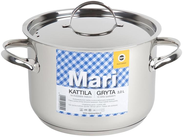 Opa Mari Steel -kattila ruostumaton teräs 3,0l