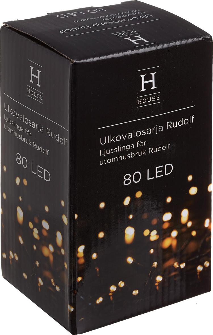 House ulkovalosarja Rudolf, 80 LED-lamppua