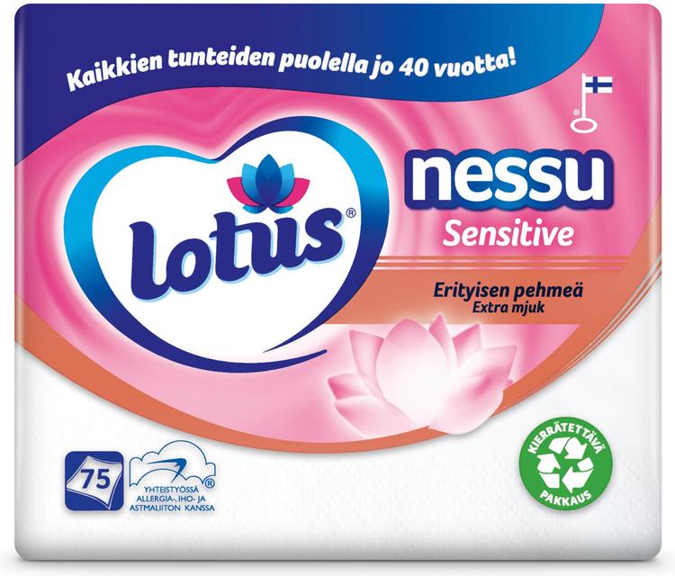 LOTUS Nessu Sensitive Nenäliina 75 kpl