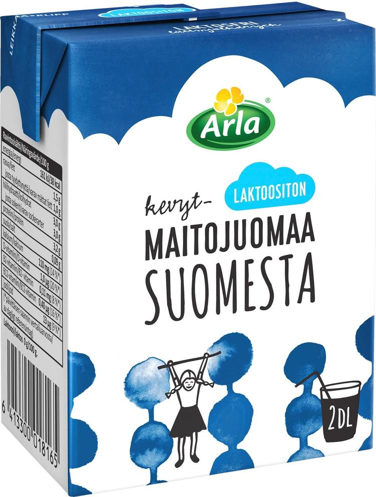 Arla Kevytmaitojuoma 2 dl Suomesta UHT laktoositon