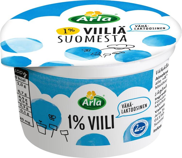 Arla 200g 1% vähälaktoosinen viili Suomesta