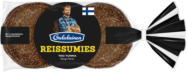 Oululainen Reissumies Tosi Tumma 8kpl 560g, täysjyväruisleipä
