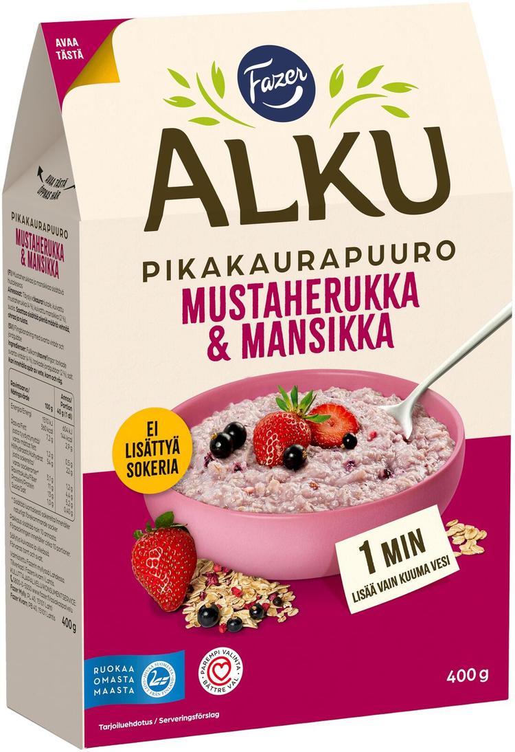 Fazer Alku Mustaherukka & mansikka pikakaurapuuro 400 g