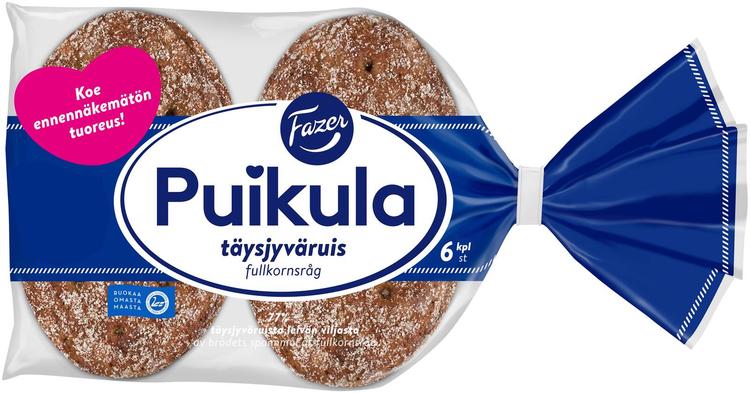 Fazer Puikula Täysjyväruis 6kpl 330g, täysjyväruisleipä