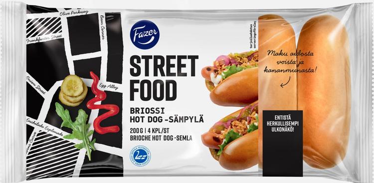 Fazer Street Food Briossi Hot dog -sämpylä 4kpl 200g