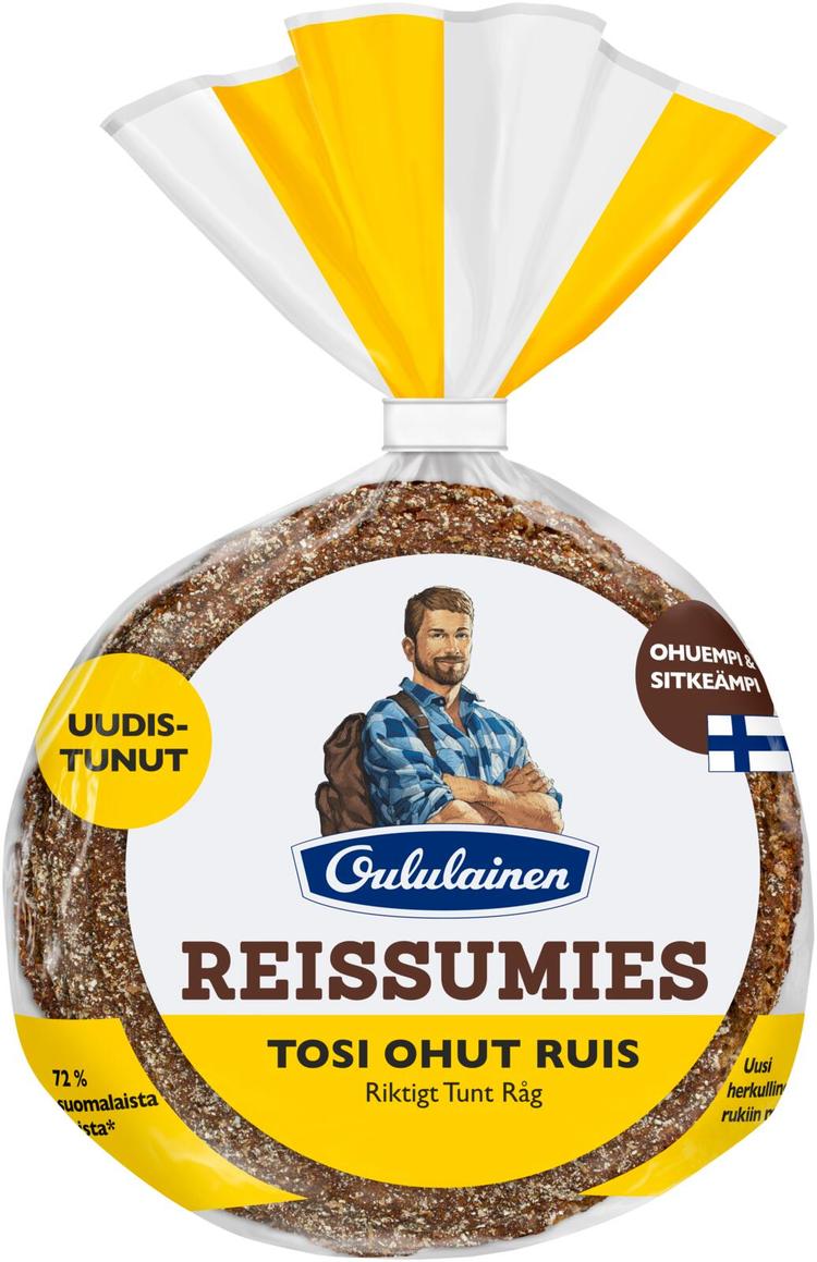 Oululainen Reissumies Tosi Ohut Ruis 5kpl 175g, täysjyväruisleipä