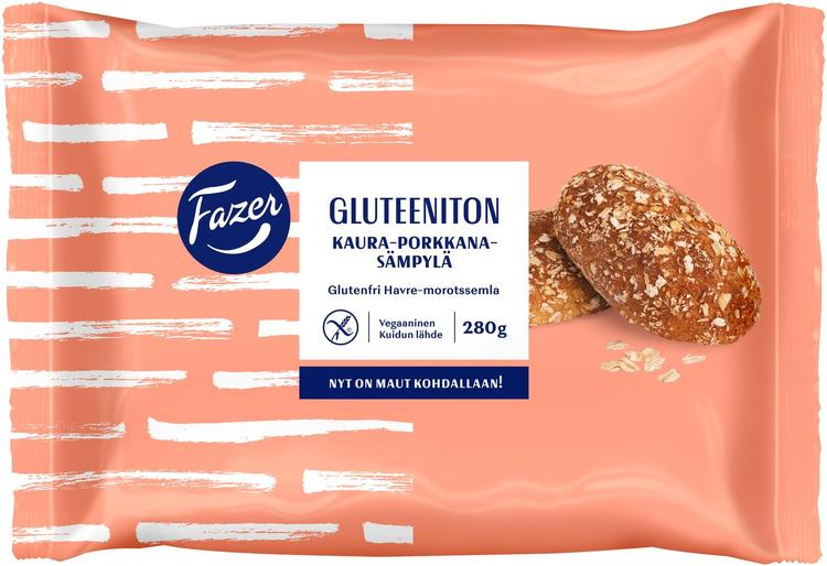 Fazer Gluteeniton Kaura-porkkanasämpylä 4kpl 280g, kypsäpakaste