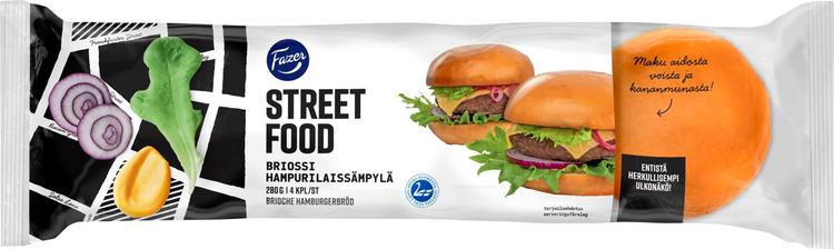 Fazer Street Food Briossi 4kpl 280g, hampurilaissämpylä