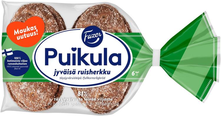 Fazer Puikula Jyväisä ruisherkku 6kpl 330g, täysjyväruisleipä