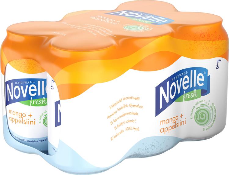 6 x Hartwall Novelle Fresh Mango-Appelsiini kivennäisvesi 0,33 l