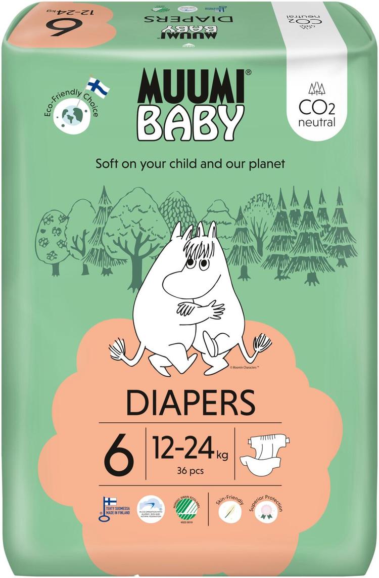 Muumi Baby Diapers teippivaippa 6 - 36 kpl 12-24 kg