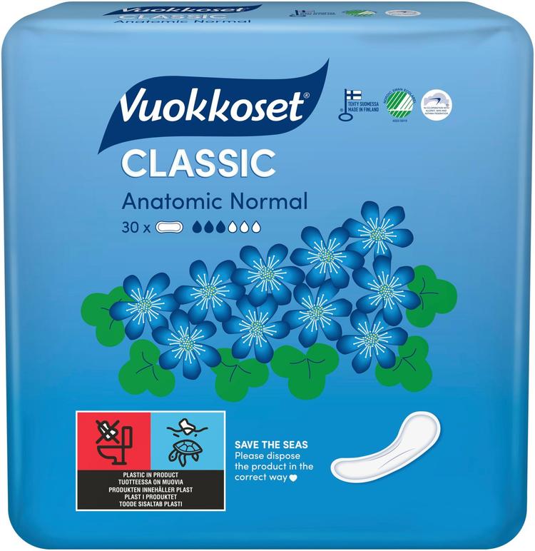 Vuokkoset Classic Anatomic Normal Terveysside 30 kpl