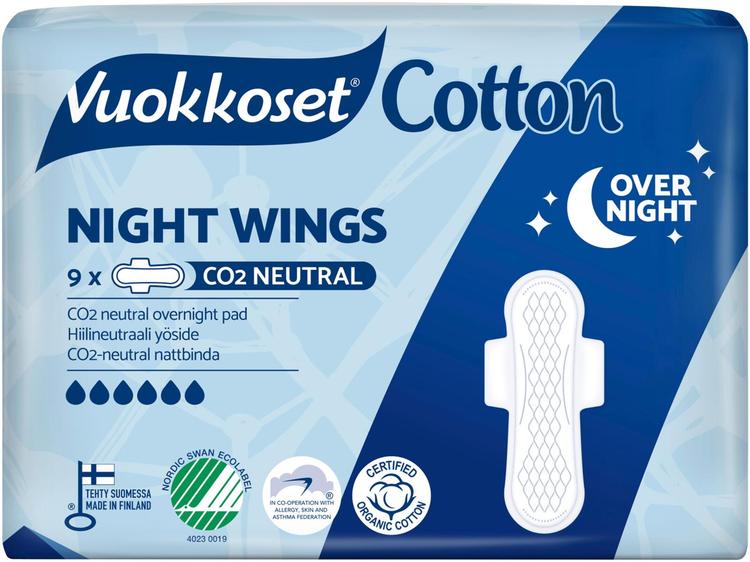 Vuokkoset Cotton Night Wings yöside 9 kpl