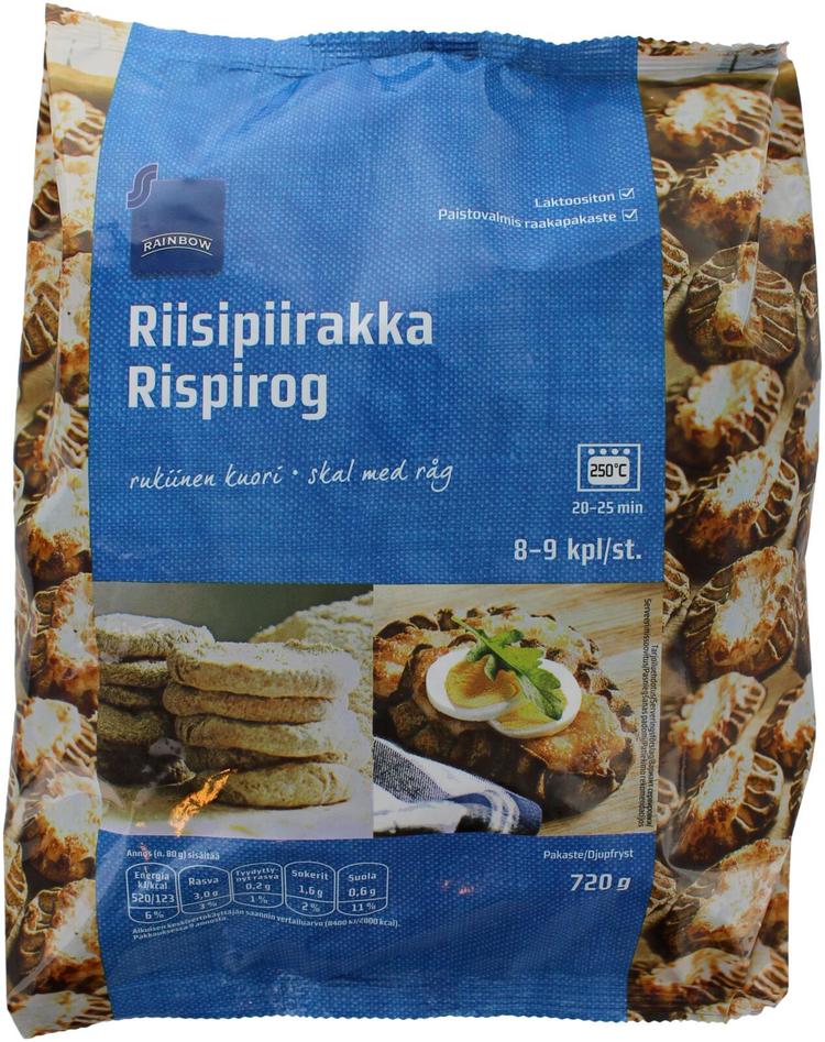 Rainbow Riisipiirakka 9x80g pakaste