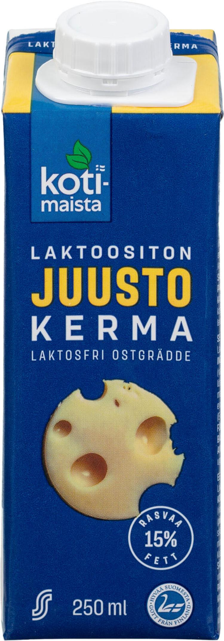 Kotimaista laktoositon juustolla maustettu ruokakerma 15% 250ml