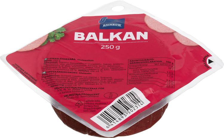 Rainbow Balkan 250 g leikkelemakkara viipale