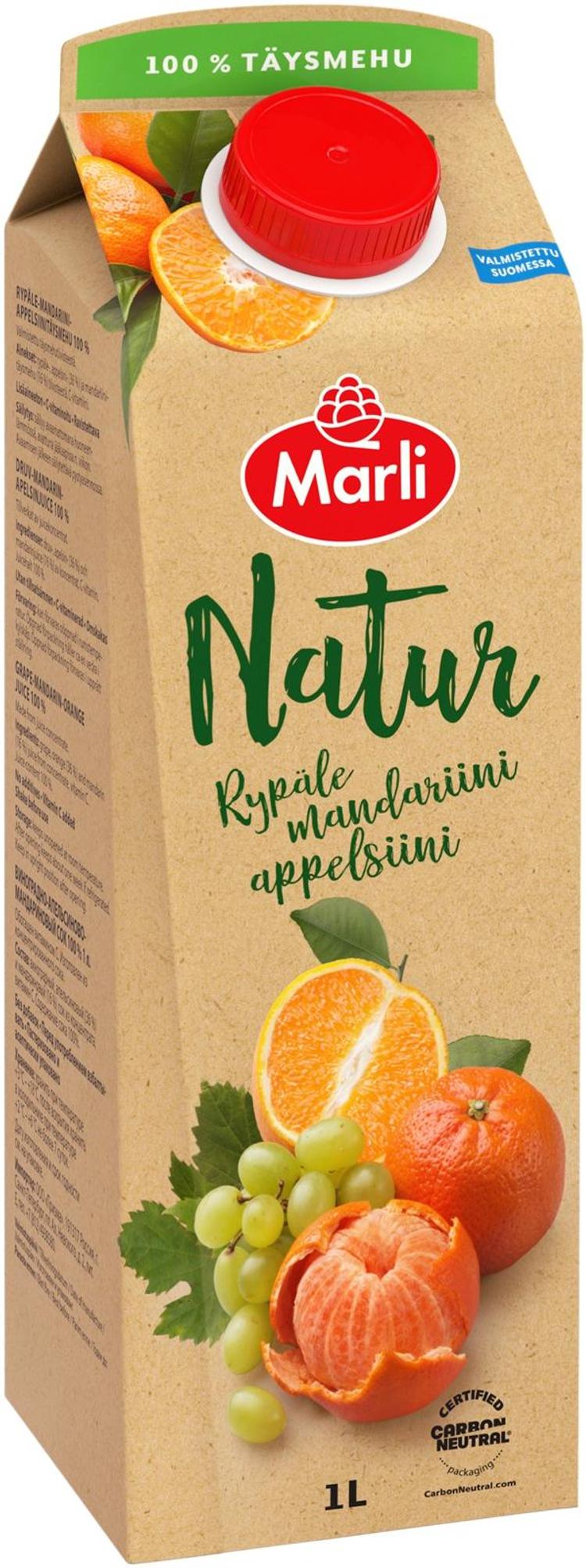 Marli Natur Rypäle-mandariini-appelsiinitäysmehu 100% 1L