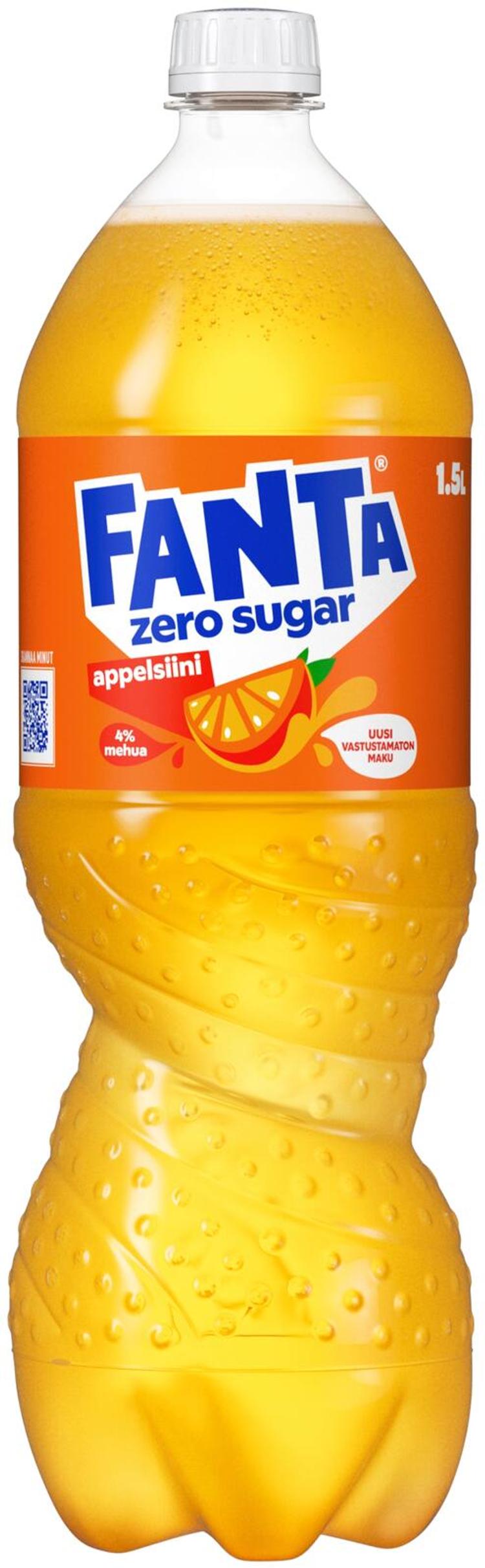 Fanta Appelsiini Zero sokeriton virvoitusjuoma muovipullo 1,5 L