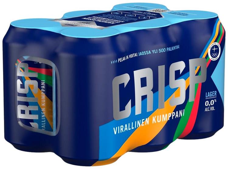 6-pack Crisp alkoholiton vaalea lager olut 0 % tölkki 0,33 L