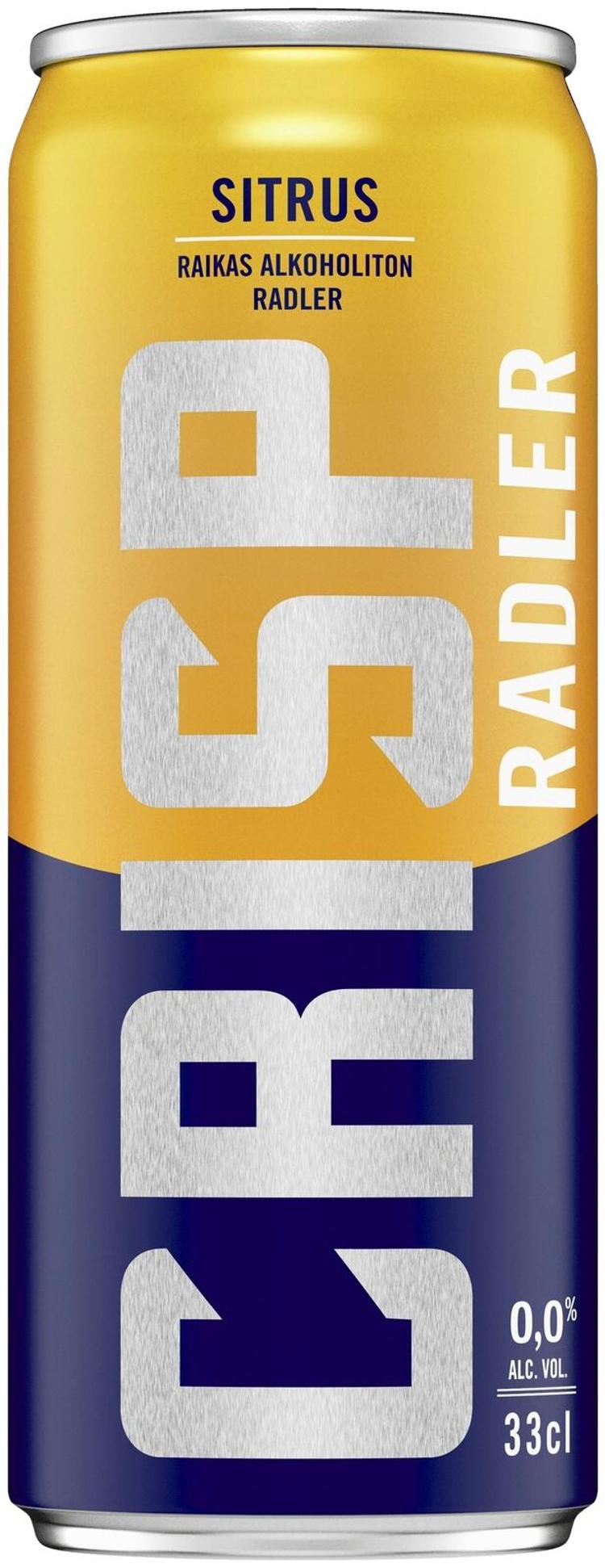 Crisp Radler Citrus alkoholiton vaalea lager olut 0  til-% tölkki 0,33 L