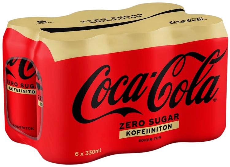 6-pack Coca-Cola Zero Sugar Kofeiiniton virvoitusjuoma tölkki 0,33L