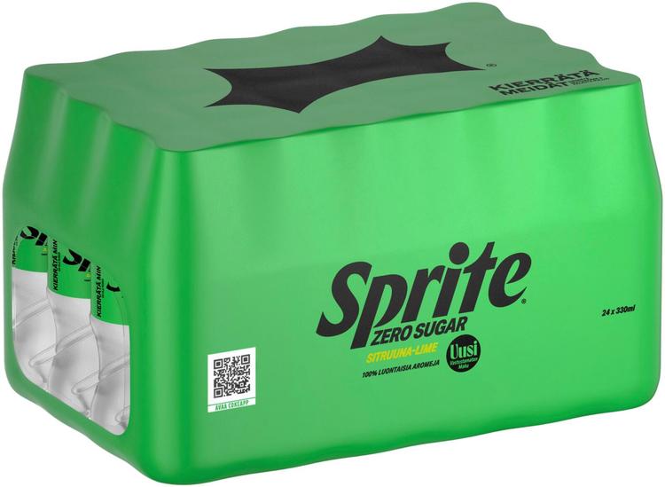 24-pack Sprite Zero Sugar Sitruuna-Lime virvoitusjuoma muovipullo 0,33 L