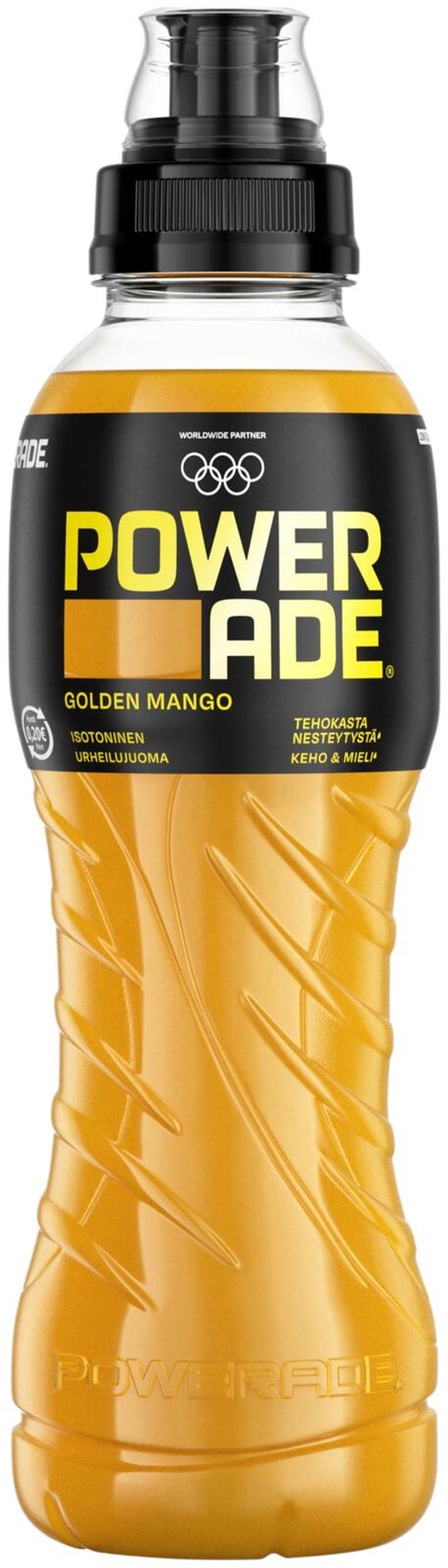 Powerade Golden Mango urheilujuoma muovipullo 0.5 L