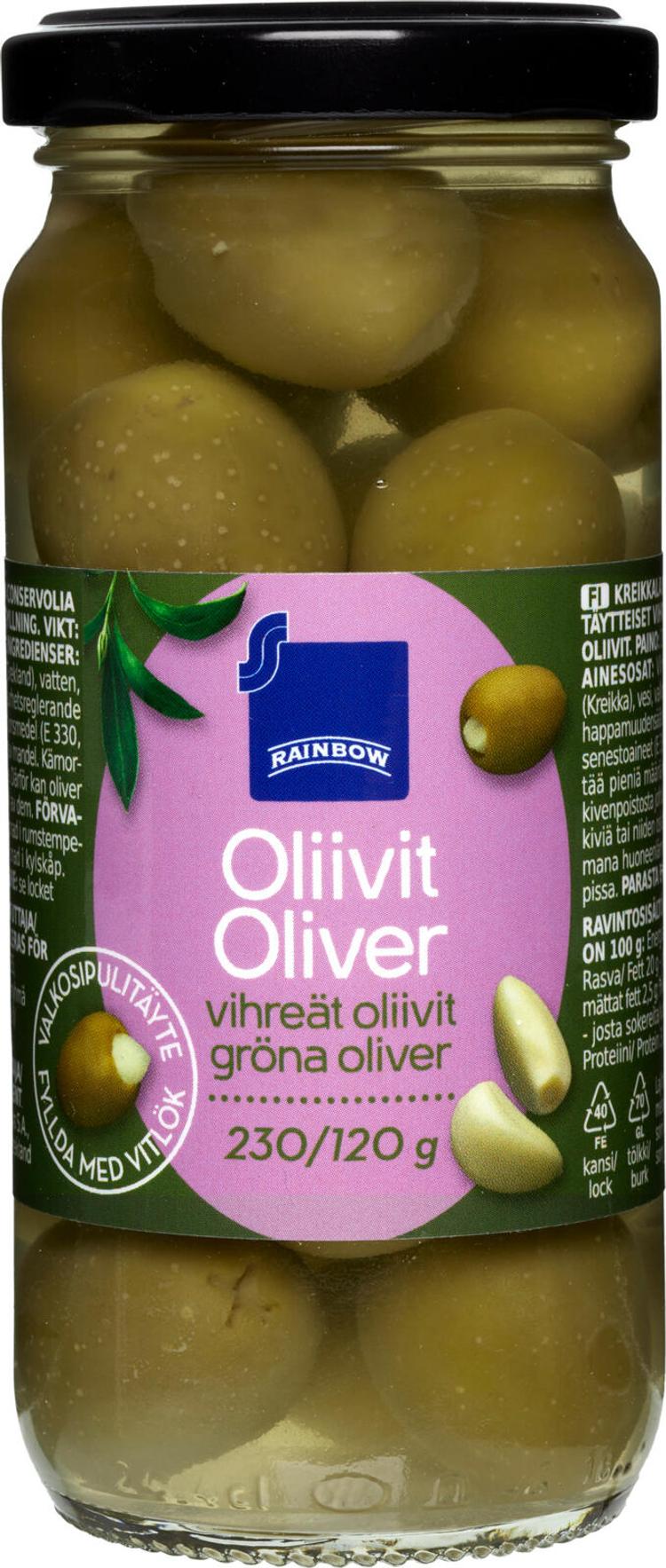 Rainbow 240/120g oliivit valkosipulitäytteellä
