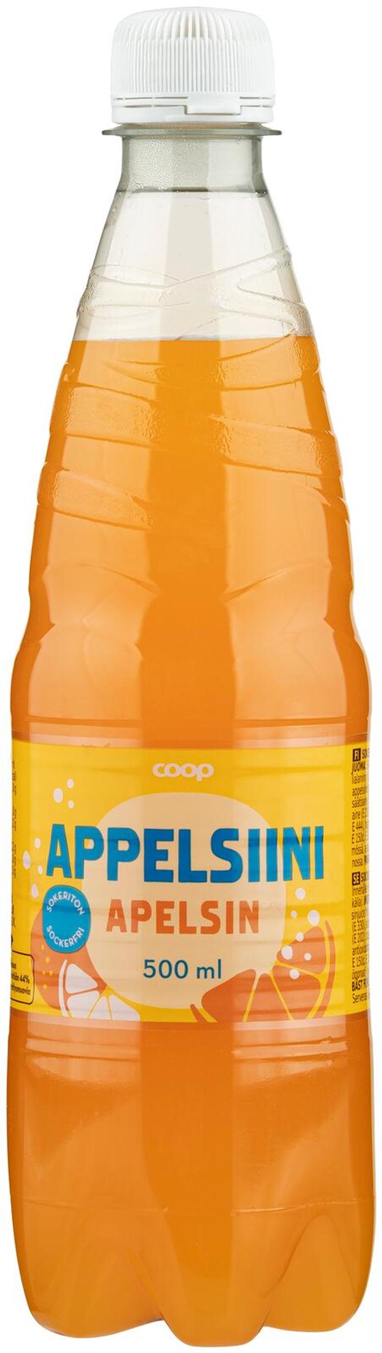 Coop Appelsiini Sokeriton virvoitusjuoma 0,5 l kmp