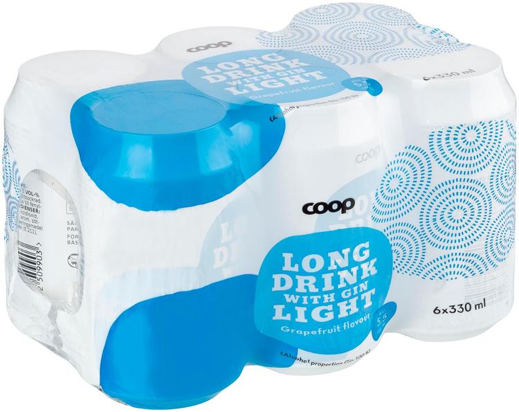 6 x Coop Grapefruit long drink light 5,5% 0,33 l tlk