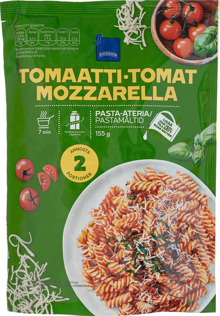 Rainbow 155g Tomaatti-mozzarella pasta-ateria, vähälaktoosinen