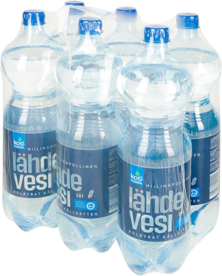 6 x Kotimaista Hiilihapollinen lähdevesi 1,5l