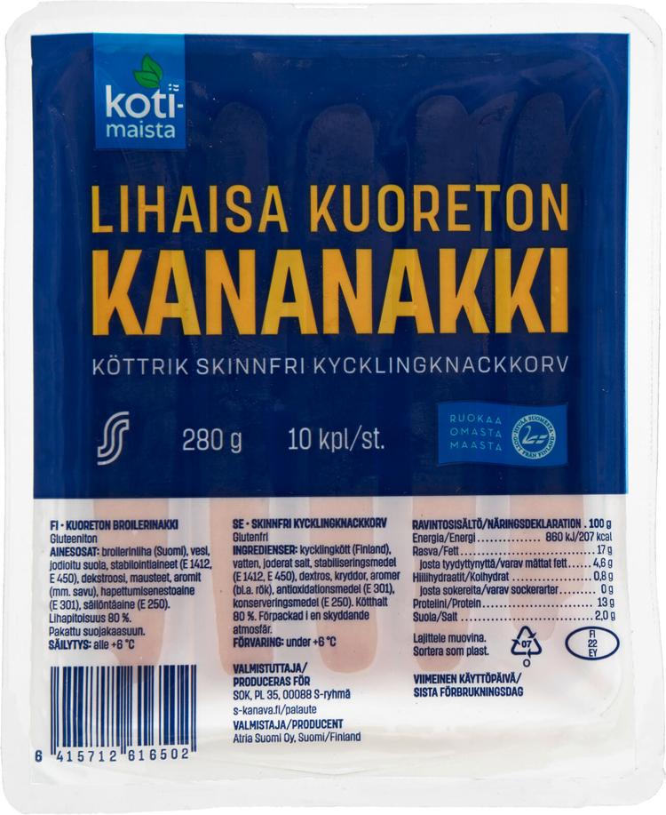 Kotimaista Lihaisa Kuoreton Kananakki 280g